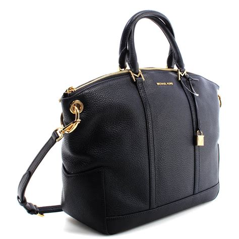 michael kors beckett satchel black|Michael Kors opened satchel purse.